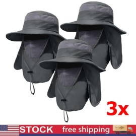 Unisex Bucket Boonie Hat Neck Cover Flap Sun Wide Brim Fishing Solid Outdoor Cap