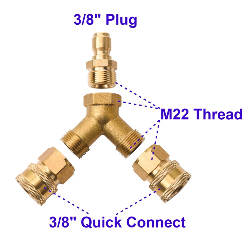 Tool Daily Pressure Washer Tee, Splitter Coupler, Quick Connect Two