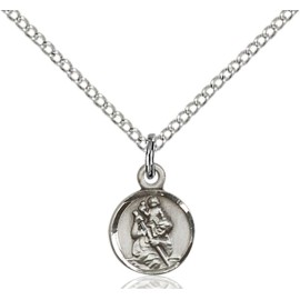 Bliss Sterling Silver Saint Christopher Medal Pendant Necklace 18" Chain GiftBox