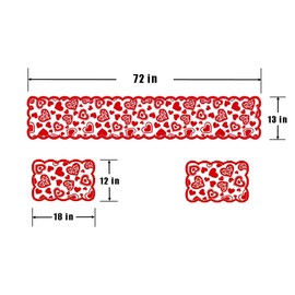 TAOVEN 13 x 72 Inch Red Heart Lace Table Runner for Valentine's Day Decor