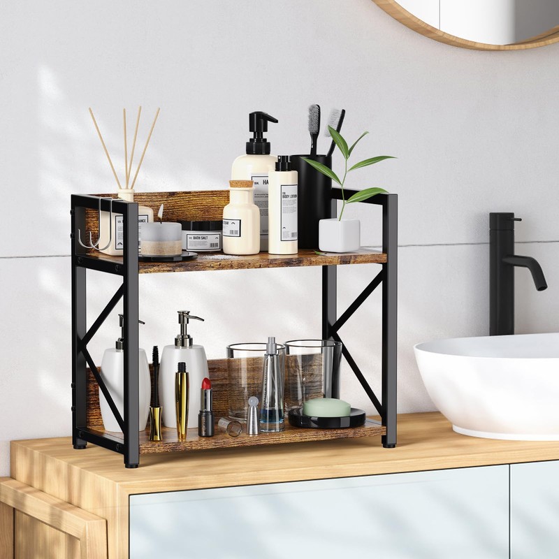 RUILALIFE Coffee-Bar-Station-Organizer Shelf for Countertop, 2 Tiers Kitchen Counter Shelf