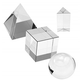 Laroal 4pcs K9 Optical Crystal Photography Prism Set Including 50mm Crystal Cube 50mm Crystal Triangular Prism 55mm Crystal Ball 60mm Crystal Pyramid for Physics