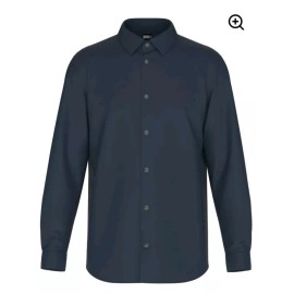 Tailored Midnight Blue Ice Long Sleeve Dress Casual 4 Stretch Medium Comfortable