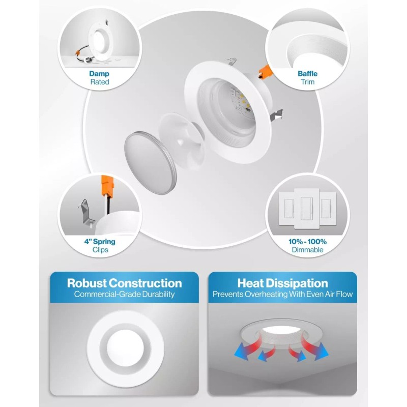 MAKENA Retrofit Kit LED 65w Dimmable 4'' inch Recessed Ceiling