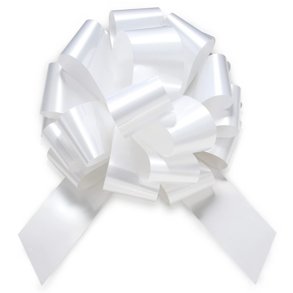 Zoe Deco Big Car Bow (Glossy White, 18 Inch / 46 cm), Gift Bows, Giant Bow for Car, Birthday Bow, Huge Car Bow, Big White Bow, Bow for Gifts, Wedding Bows for Cars, Gift Wrapping, Big Gift Bow