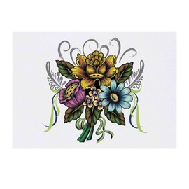 'Floral Fantasy Delight' Temporary Tattoo - Water Resistant, Skin-Safe, Non-Toxic Transfer (TO00076639)