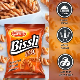 Osem Bissli BBQ Flavored Crunchy Wheat Snack -No Food Coloring or Preservatives, 2.5 Ounce Bags (Pack of 12)