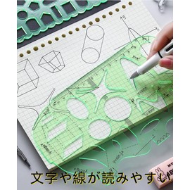 Template Design Circular Ruler, Square, Ellipse, Triangle, Polyformic, Combination Ruler for Drafting, School Education, Architectural Department (Set of 3)