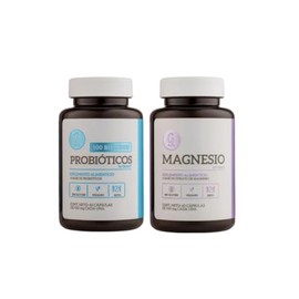 Probiticos 100 Billones  Magnesio Citrato Alta Absorcin Goltee  Suplemento Doble Accin para Microbiota e Intestino  2 Frascos x 60 Cpsulas  Apoya...  