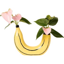 Banana Vase Unique Fruit Shape Resin Vase Home Decoration Creative Flower Arrangement for Living Room / Dining Table Centrepiece Ornaments