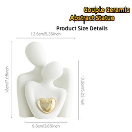 ODMYZG Couple Statue,Couple Hugging Statue,Modern Abstract Art Decoration,Decorative items for TV cabinets,living rooms and bedrooms.Romantic Gifts for Valentine Anniversary Birthday (White Gold, L)