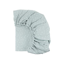 KraftKids Muslin Fitted Sheet Muslin Mint Dandelions 100% Cotton Size 140 x 70 cm Handmade Mattress Cover Made in the EU