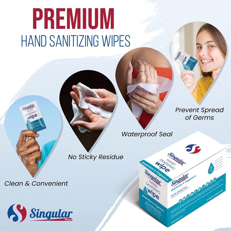 Hand Sanitizing Wipes Travel Size by Singular Wipes – 24ct