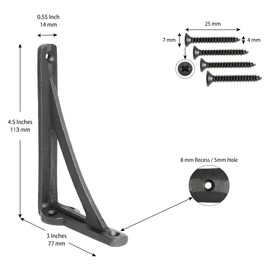 EDUWURXS Cast Iron Ironbridge Shelving Brackets Pack of 4 3x4.5 Brackets Heavy Duty Wall Bracket for Shelves, Kitchen Shelves, Living Room, Outdoor Support Additional Sizes Available