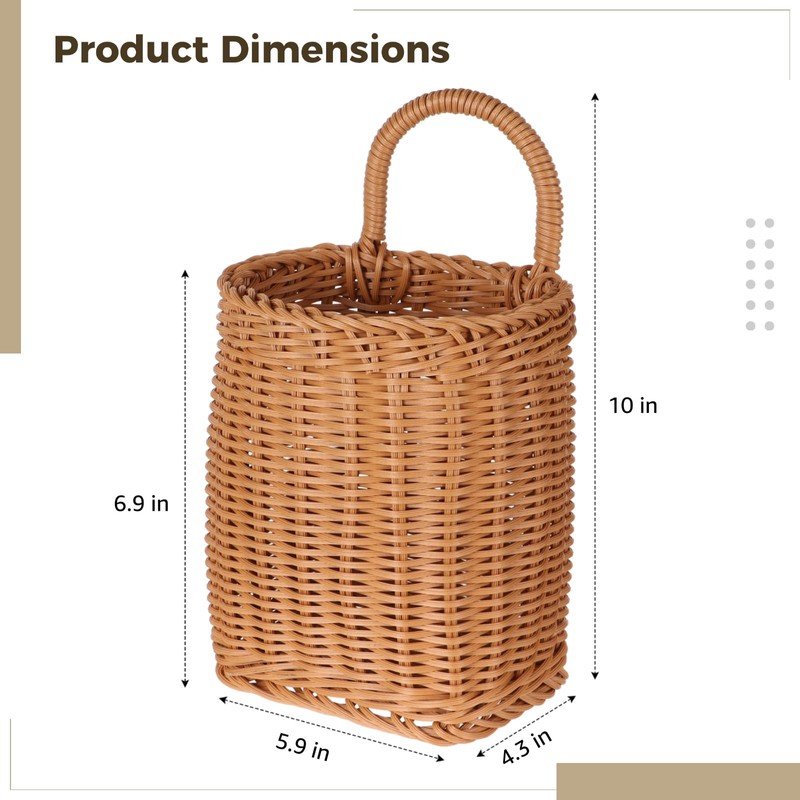 Hanging Wall Basket, Woven Imitation Rattan Storage Organizer, Decorative Door