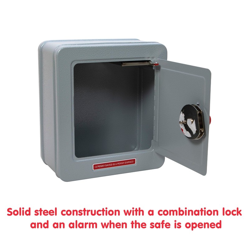 Schylling Steel Safe with Alarm - Kids Silver Metal Safe