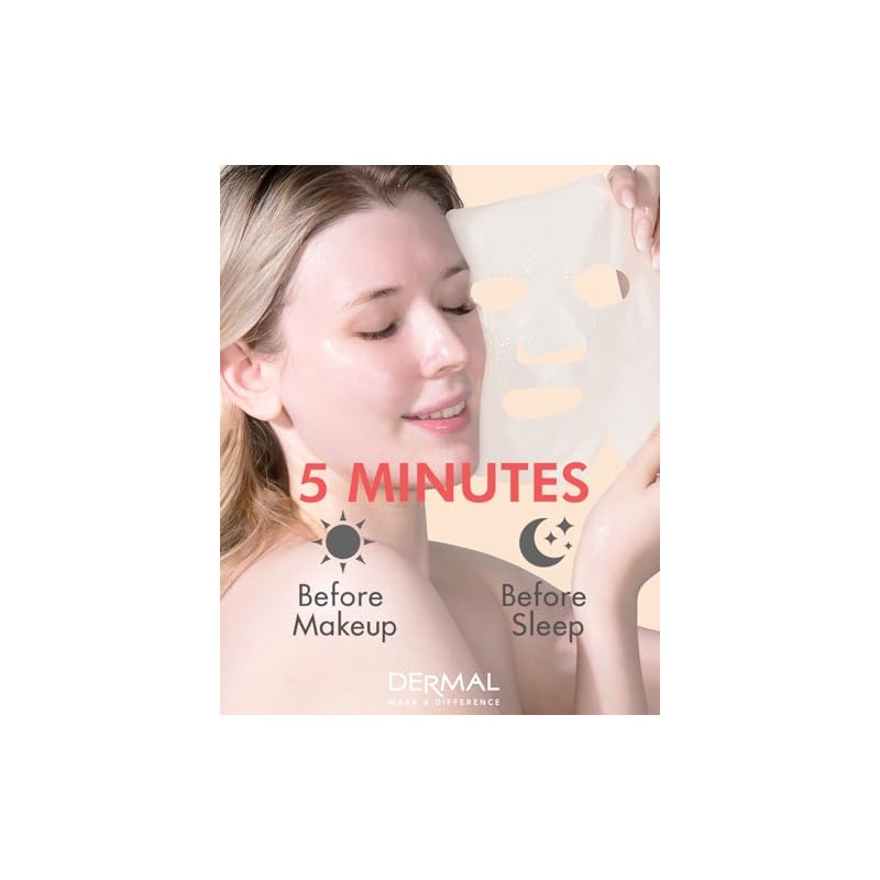 Dermal Mascarilla Facial de Col geno con Fresa (Paquete de