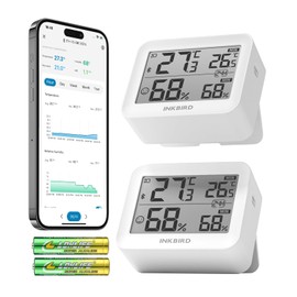 Inkbird 2 Pack Bluetooth Room Thermometer Hygrometer, ITH-13-B Digital Temperature Humidity Meter with APP Control, Custom Comfort Level for Home, Reptiles, Greenhouse