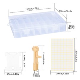 HAOCHEN Embroidery Organizer Box Set, Plastic Embroidery Thread Storage Box, 106 Pcs Cross Stitch Organiser Box Set with Floss Bobbin Winder and Blank Stickers for DIY Craft Sewing (white 24 grids)