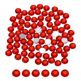sourcing map Flat Back Round Acrylic Rhinestones,8mm SS40 Red Flatback Crystal Rhinestones for Crafts Clothes Shoes DIY Decoration Gifts 100Pcs