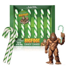 Archie McPhee Bigfoot Pine Flavor Candy Canes - Holiday Candy, Perfect Christmas Stocking Stuffer and Gag Gift