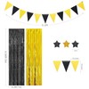 Joyeah 4 Pack Foil Fringe Curtains Black Gold Metallic Tinsel