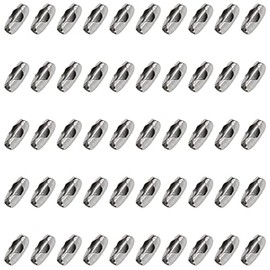 Shapenty Stainless Steel Bead Ball Chain Connector Clasp Fasteners Bulk for Key Chain Necklace Pendant Jewelry Making DIY Craft Light Pulls and Beaded Chain Repairing, 50PCS (4.5mm)