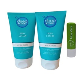 Body Lotion with Witch Hazel, 2 pack150 ml By d êē p ãç ţïø n With Free Aloe Vera Lip Balm