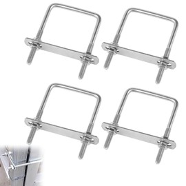Nizirioo Roof Box Mounting U Bracket, Pack of 4 U Bracket Roof Box Holder with Thread, M6 Bolts U-Bolt U Profile Stainless Steel Square Tube Roof Box Attachment Angle Replacement Parts