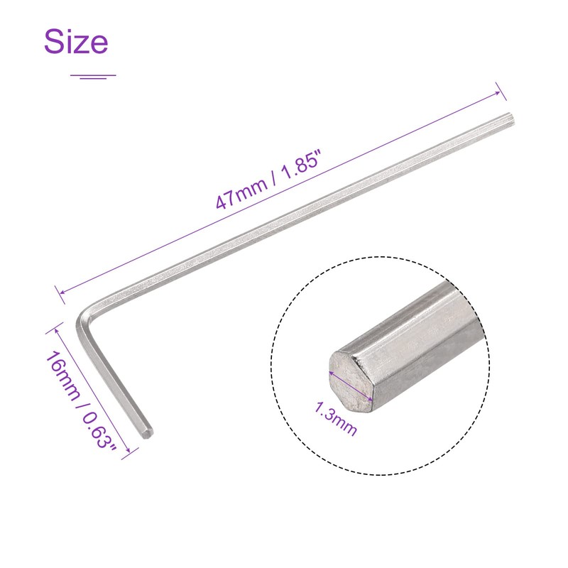 DMiotech 6 Pack 1.3mm Hex Key Wrench, L Shaped Arm
