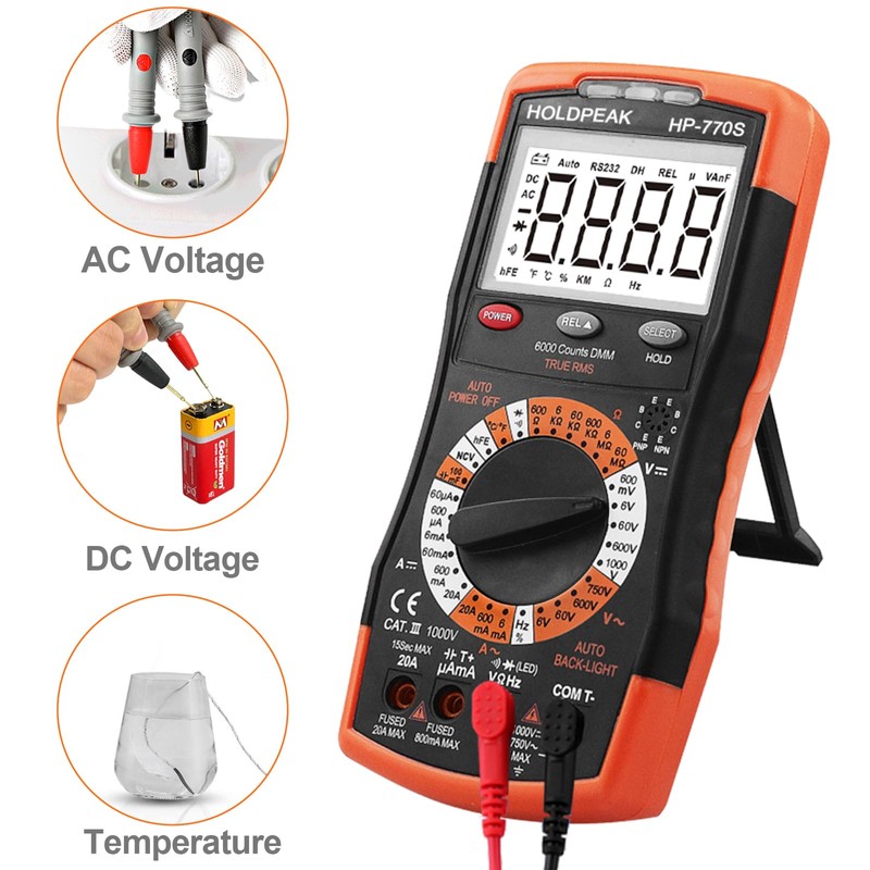HoldPeak Digital Multimeter HP-770S 6000 Counts Manual Ranging,Accurately Measure for