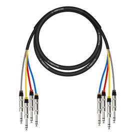 Phenyx Pro 4-Channel TRS Cable, 6 Ft Snake Cord, TRS Patch Wire, Balanced 1/4-Inch Cable, Color-Coded, 4-in-1 Design, 1/4" Audio Cord w/24 AWG OFC Copper (PCBL-QR4IN1-6)