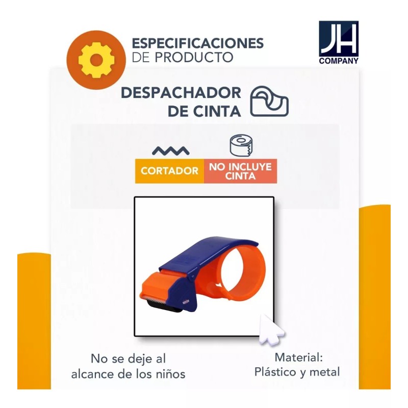 J.H. Company 2 Pz Despachador Cinta Canela Adhesiva Cortador Diurex