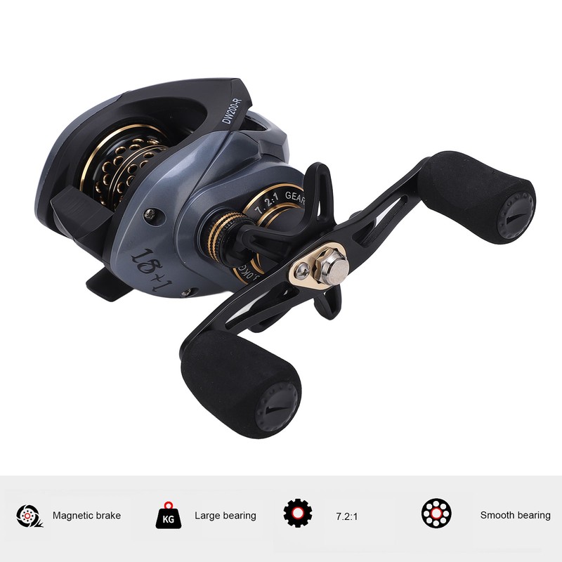 Baitcasting Reel Lure Fishing Reel Wheel 7.2:1 Ratio 18+1BB with