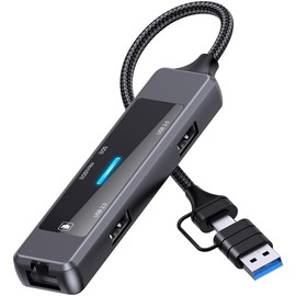 USB C Hub HDMI 4K 60Hz, 5 in 1 Dockteck, Dock Ethernet, MacBook Pro Adapter with LAN RJ45, USB 3.0, HDMI, for Laptop Phone Tablets SD TF Card Reader