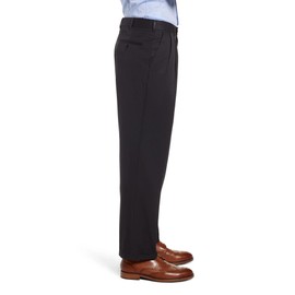 Men's No Iron Pleated Dress Pants Expandable Waist Regular Fit Premium Comfort Slacks(HS,44W×32L)