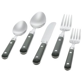 Ginkgo International Le Prix 5-Piece Stainless Steel Flatware Place Setting, Moss Green, Service for 1
