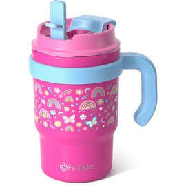 Fimibuke Kids Insulated Tumbler with Handle & Straw - 16oz Leak Proof Toddler Tumbler with Sip/Swig 2-in-1 Lid, BPA FREE 18/8 Stainless Steel Kids Water Bottle Drinking Cups Travel Mugs for Boys Girls