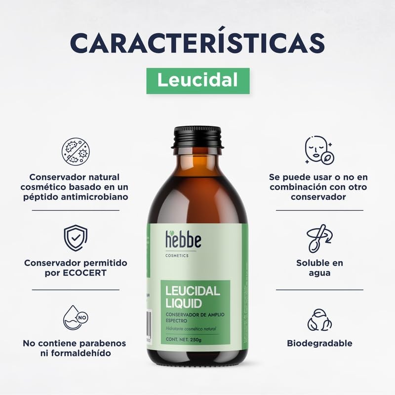 Hebbe - Leucidal, Conservador Natural y Antimicrobiano para Cosméticos, 250