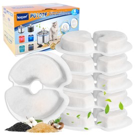 KEEPOW Pet Fountain Filter Replacement for 67oz/2L & 84oz/2.5L Pet Fountain, 6 Pack Cat Water Fountain Filter Compatible with Plastic Cat Fountain & Stainless Steel Pet Fountain