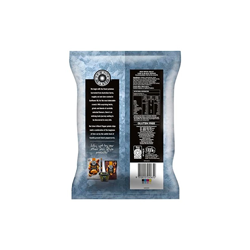 Red Rock Deli Lime And Pepper Potato Chips 165gm