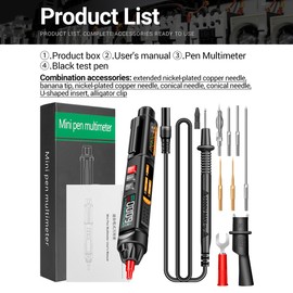 ANENG A3009 Mini Pen Multimeter with Voice Broadcast 6000 Counts Voltmeter VA Reverse LCD Display Flashlight NCV Tester for Voltage Resistance Capacitance Temperature On/Off Diode Phase Sequence Measurement with Combination Accessories