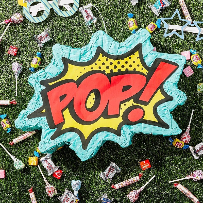 Juvale Comic Book Pop Pinata - Easy-Fill Top for Birthday