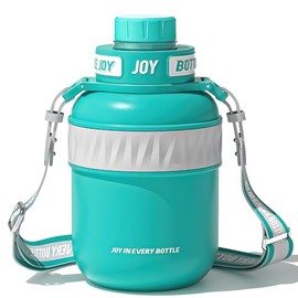 BOTTLE JOY Stainless-Steel Water Bottle: Leakproof Lid, Perfect Sip, Double Insulated, Eco-Friendly, Dishwasher Safe & Stylish Strap (Ocean, 32 oz)