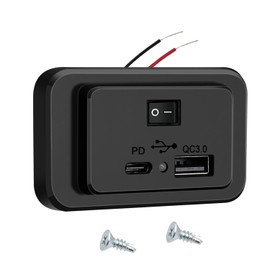 ON OFF Switch 12V USB Outlet for RV Camper QC 3.0 USB PD Car Charger Socket Wall Panel in Boat Marine ATV Bus Truck
