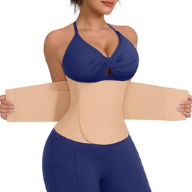 FeelinGirl Women’s Waist Cincher Belt Neoprene Slimming Adjustable Hook Loop Tummy Tuck Breathable Lightweight Khaki M