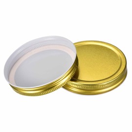 6 Pcs - Tinplate Canning Lids Wide Mouth Leak Proof Fits Storage Jars (Gold)