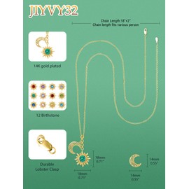JIYVY32 Emerald Necklace May Birthstone Sun Moon Necklace for Women