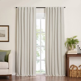 Elrene Home Fashions Harrow Solid Texture Blackout Single Window Curtain Panel, 52"x84", Natural