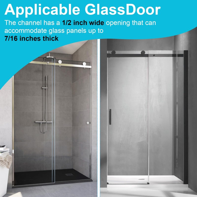 M6192 Sliding Shower Door Bottom Track, 1/2-inch Groove, for 7/16-inch